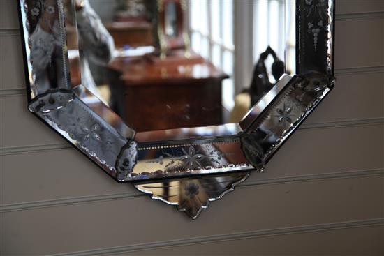 A pair of early 20th century Venetian style wall mirrors, W.1ft 10in. H.3ft 3in.